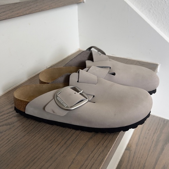 Birkenstock Anthropologie Boston Big Buckle Clogs in Stone Coin Grey - Picture 2 of 8